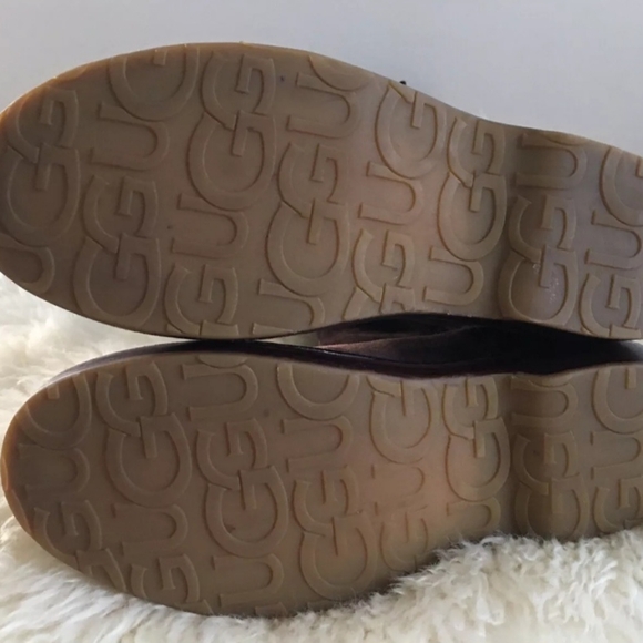 UGG AUSTRALIA Brown Tall Suede Sheepskin Boots Fringe Native Style Sz 6 - Picture 6 of 8